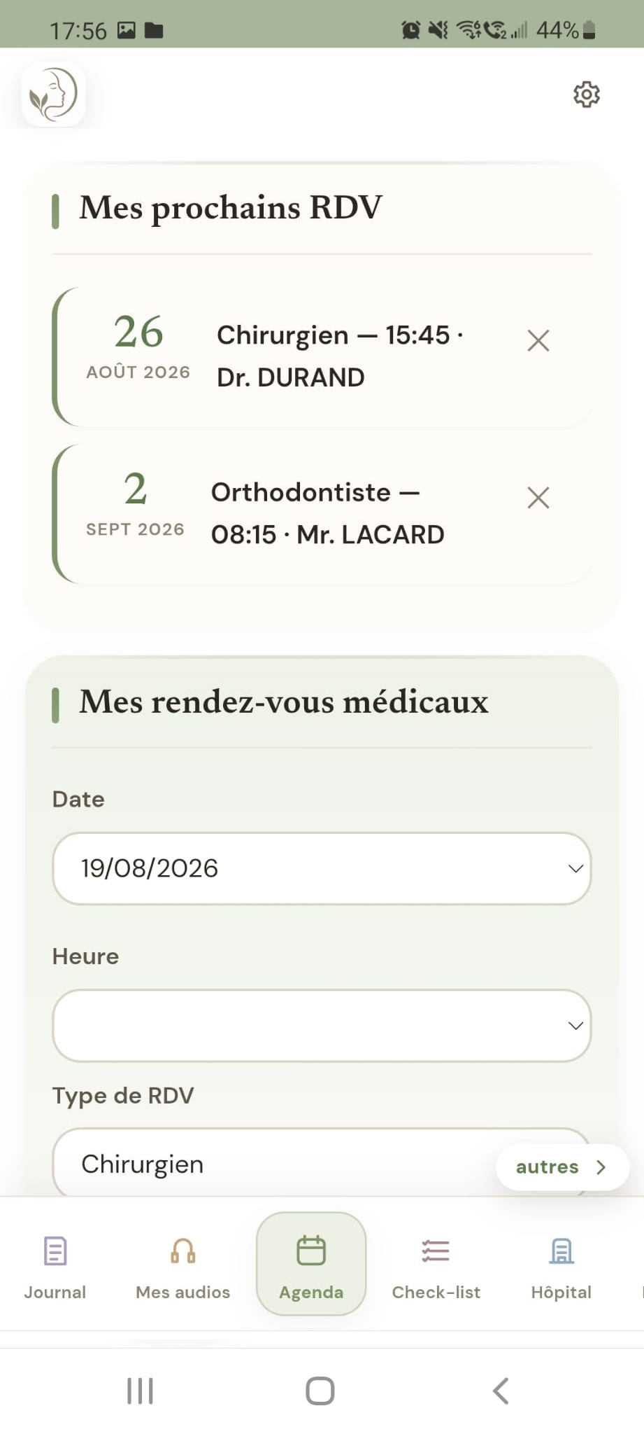 Agenda et budget Néovia pour organiser un parcours de chirurgie maxillo-faciale