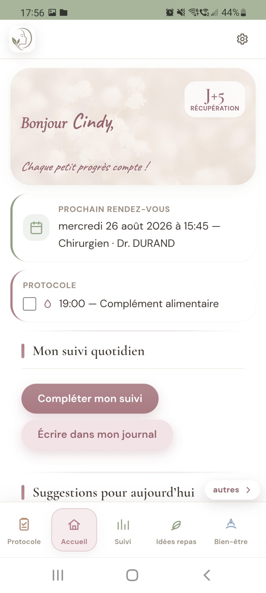 Accueil de l’application Néovia pour accompagner un parcours de chirurgie maxillo-faciale