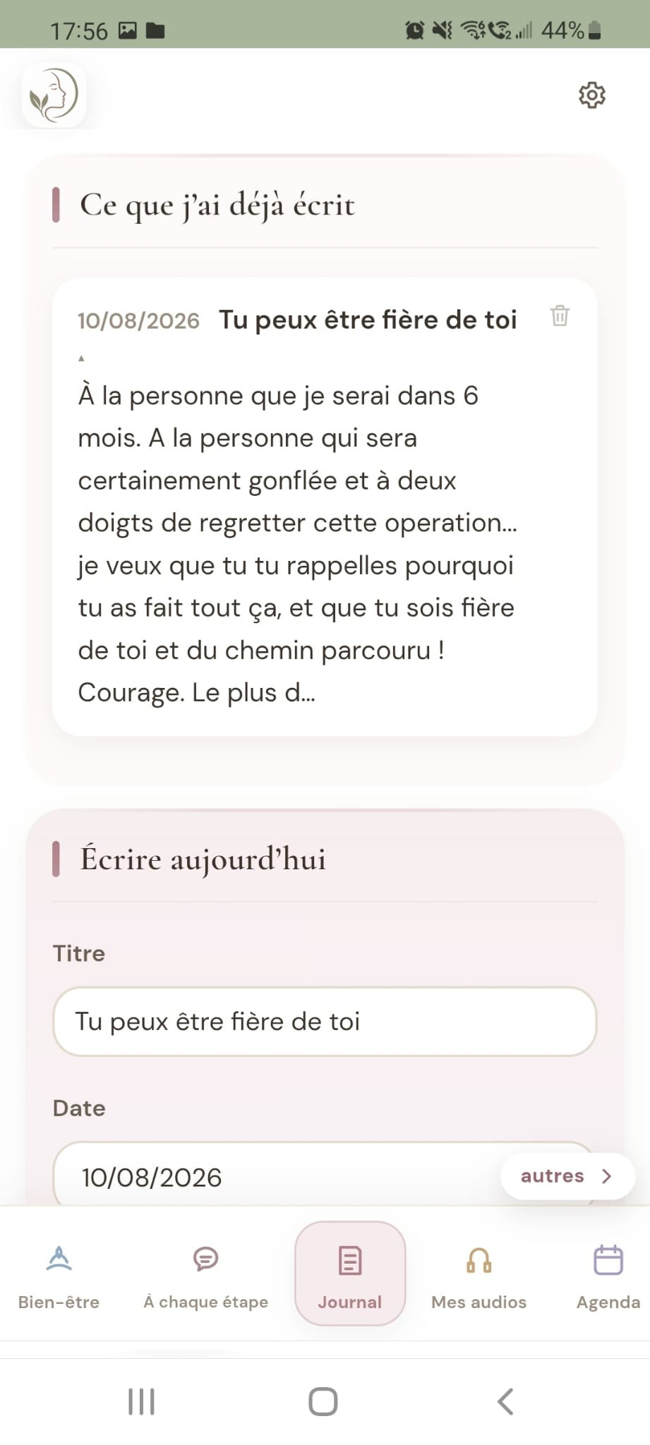 Journal personnel Néovia pour suivre son parcours de chirurgie maxillo-faciale